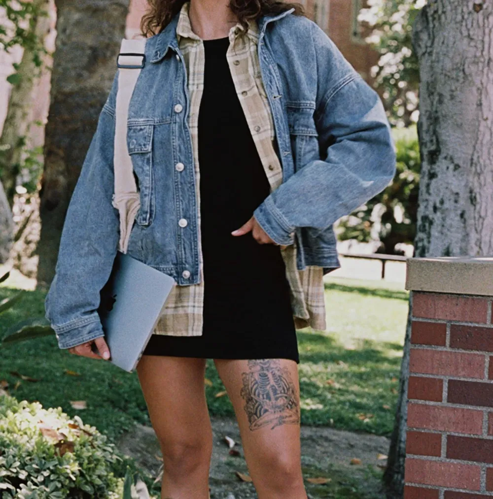 Mid-Wash Oversized Denim Jacket