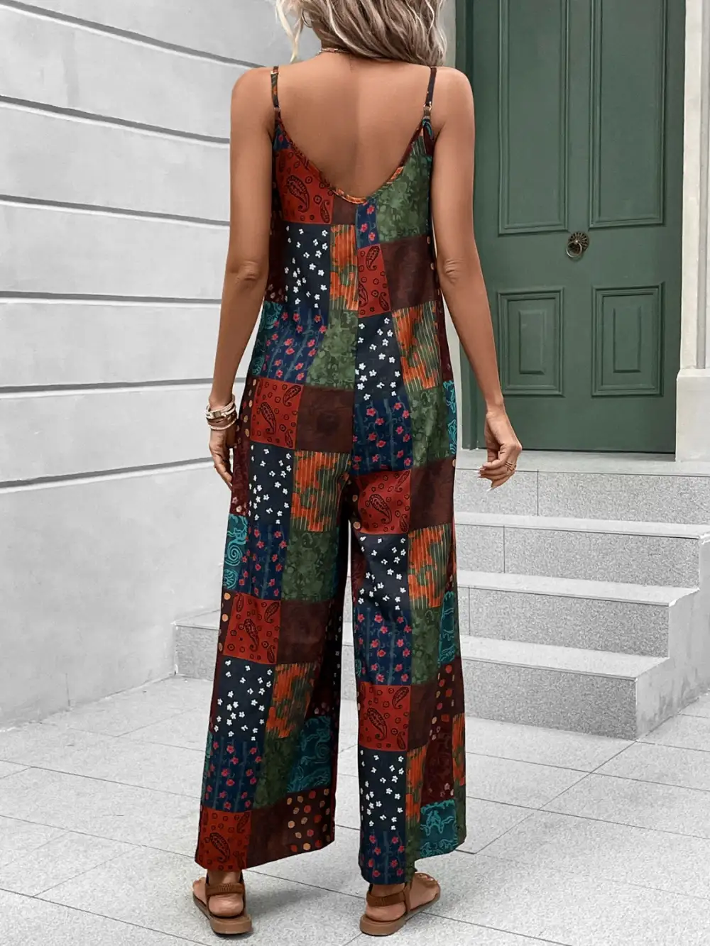 Scoop Neck Spaghetti Strap Jumpsuit Relaxed