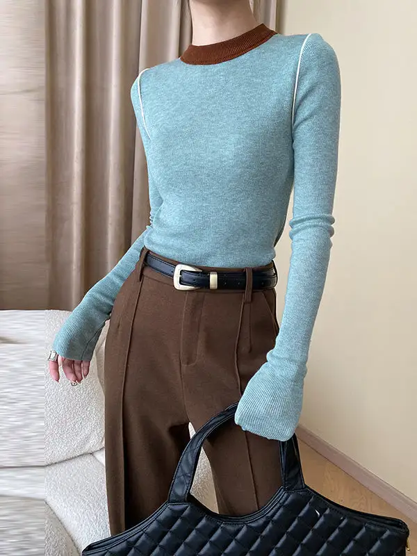 Women's Colorblock Round-Neck Sweater
