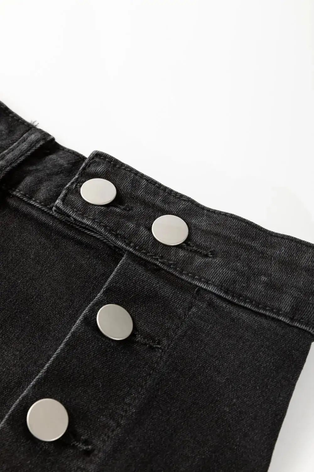 Denim Button Front Midi Skirt