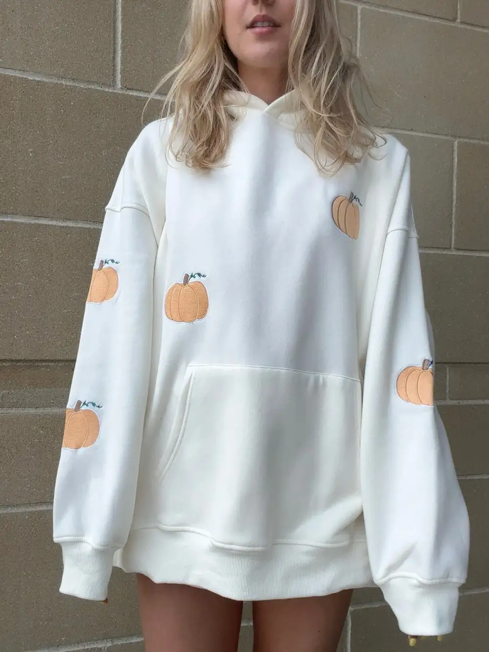 Pumpkins All Over Embroider Hoodie