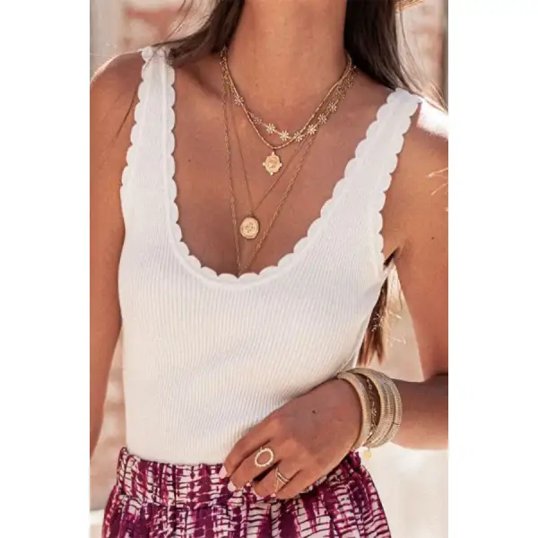 Scoop Neck Wide Strap Knit Tank