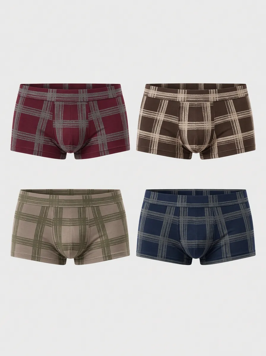 Men's Atlas Plaid Pattern Multi-Pack Printed Boxer Briefs