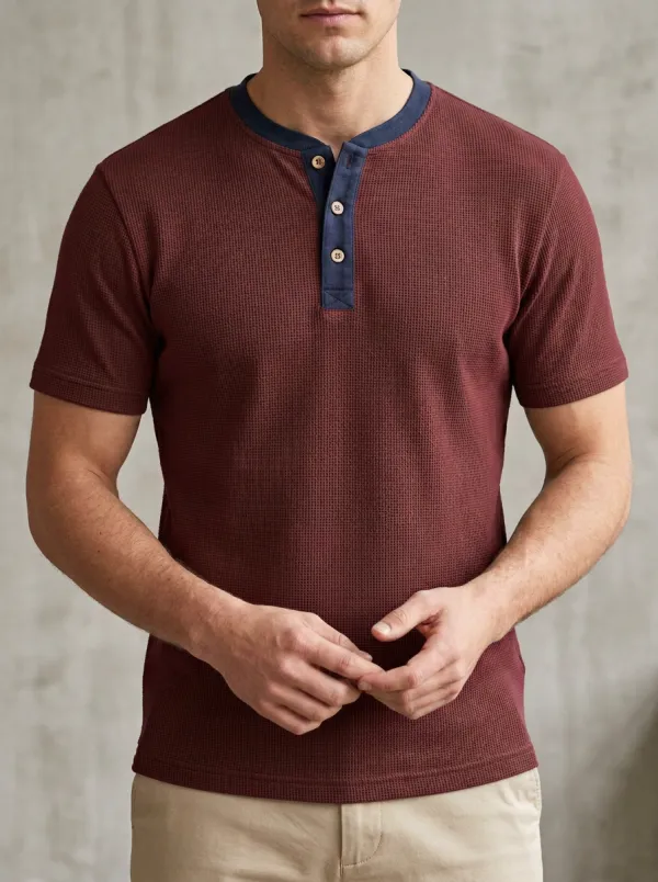 Modern Contour Men's Short-Sleeve Henley Shirt