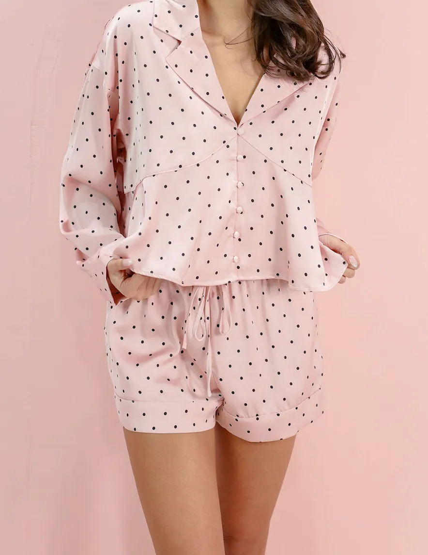 Clean Satin Dot Matching Set
