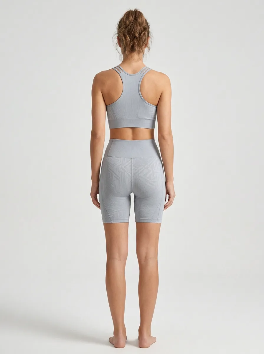 Contemporary Geometric Pattern Set Women's Tank Top And Sports Shorts Set
