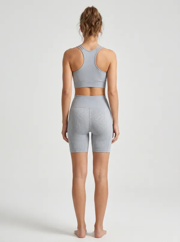 Contemporary Geometric Pattern Set Women's Tank Top And Sports Shorts Set