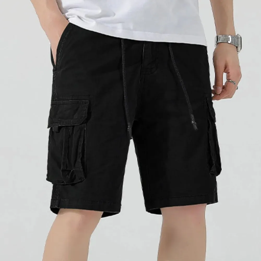 Timeless Drawstring Pocket Detail Washed Cargo Shorts