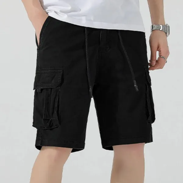Timeless Drawstring Pocket Detail Washed Cargo Shorts