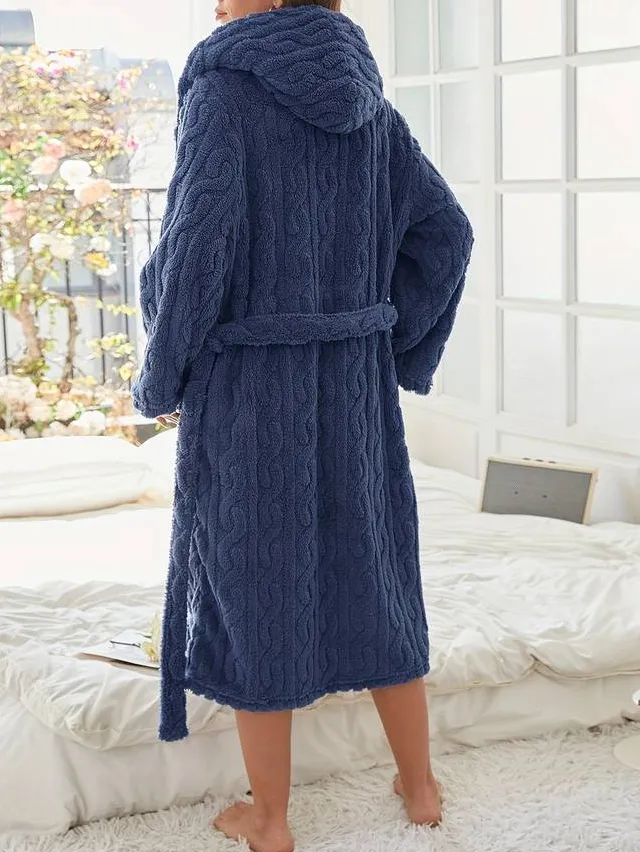 Warm Hooded Fleece Robe