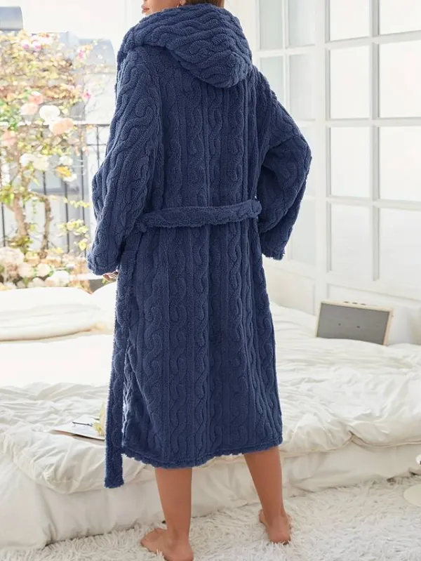 Warm Hooded Fleece Robe