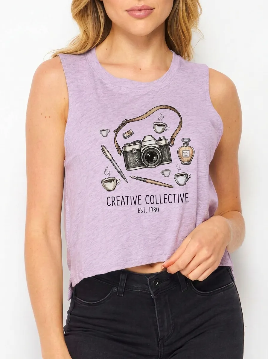 Women's Photographer Artist Creative Collective Camera Coffee Graphic Tank Top