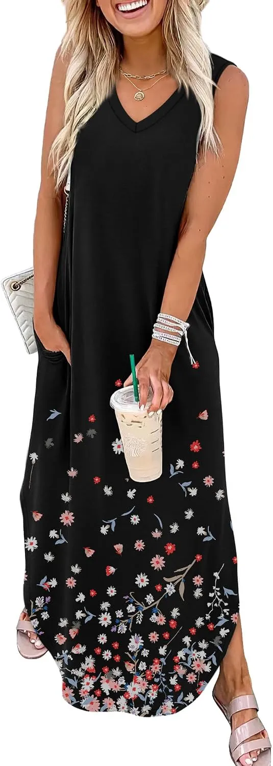 Sampeel Summer Dresses Maxi Dress Vacation Beach Sundresses 2025 with Pockets