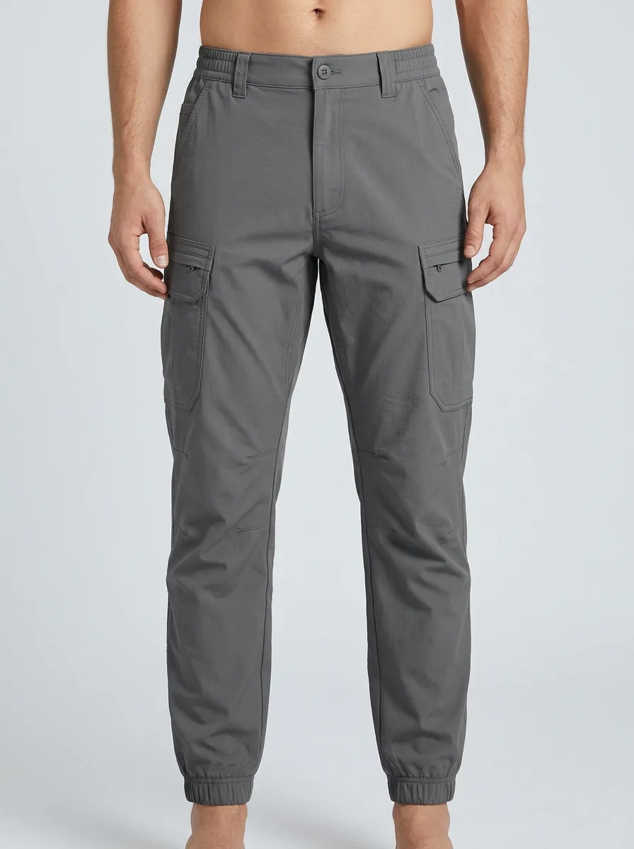 Men's Elastic-Cuff Articulated-Knee Utility Cargo Joggers