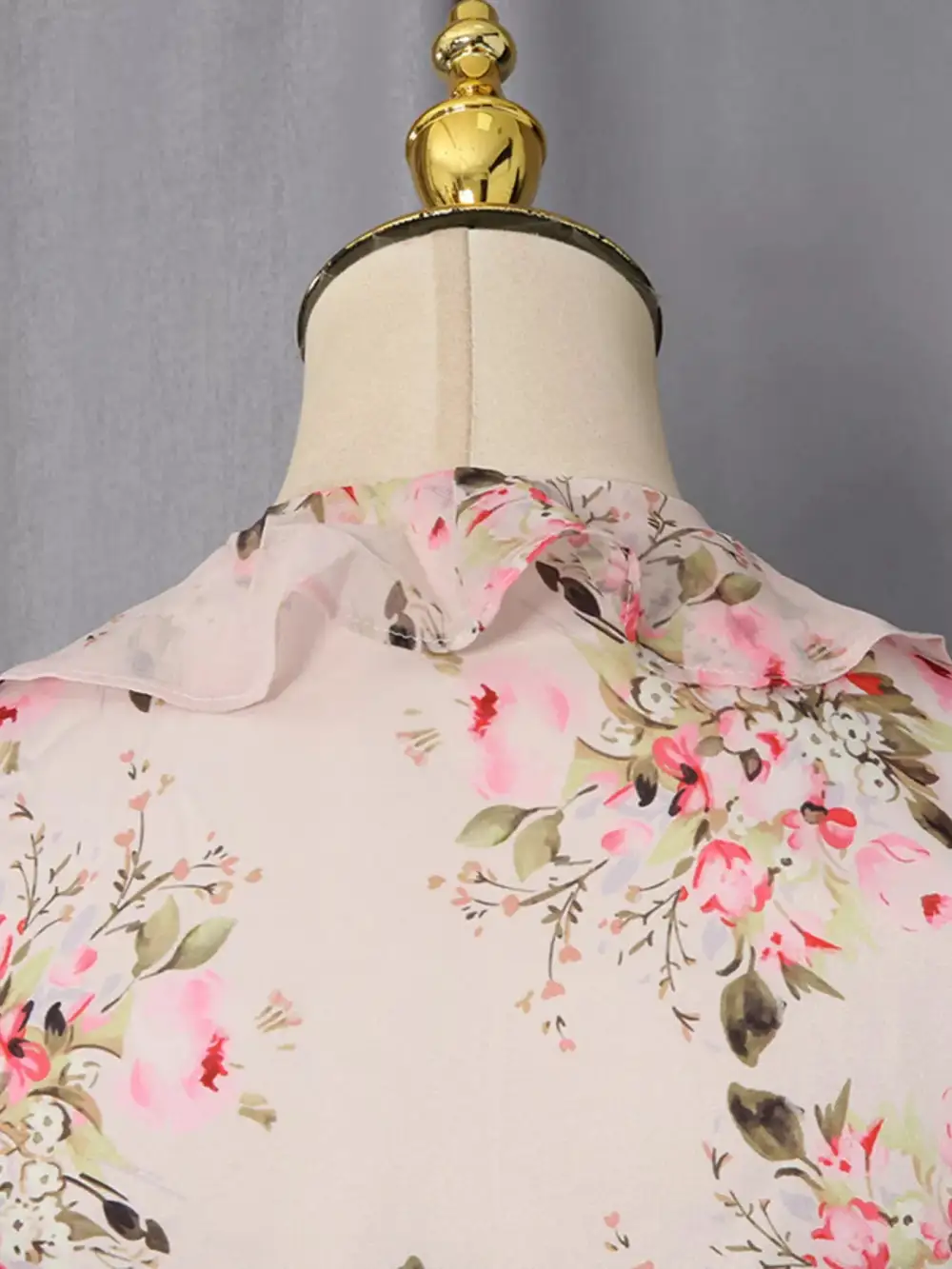 Structured Shape Floral Printed Ruffle Mini Dress