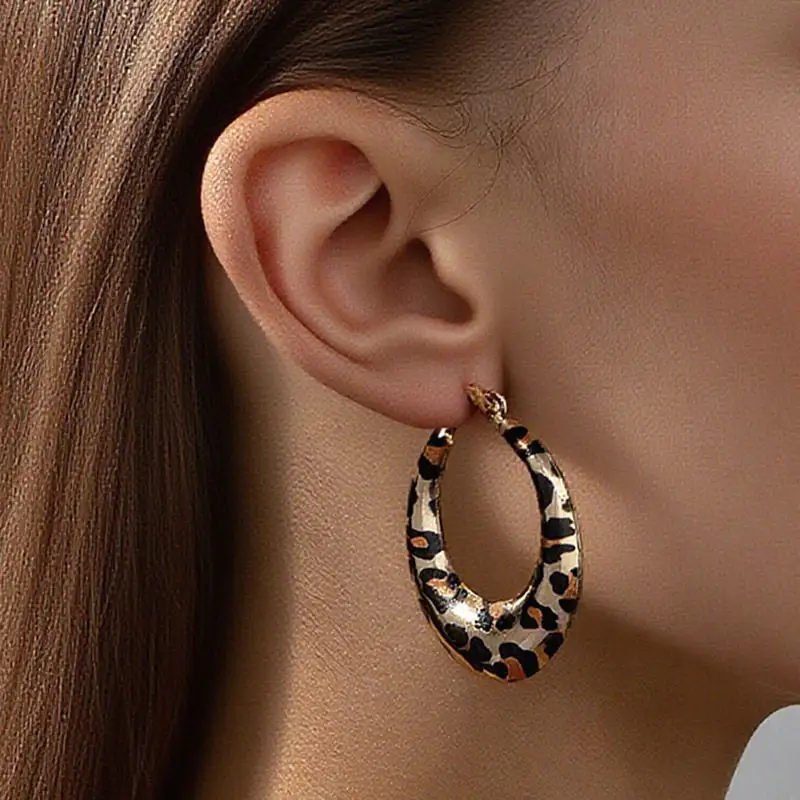 Leopard Print C-Shape Earrings