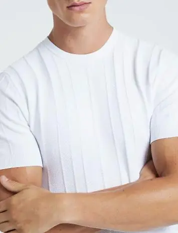 White Simple Herringbone Men's T-Shirt