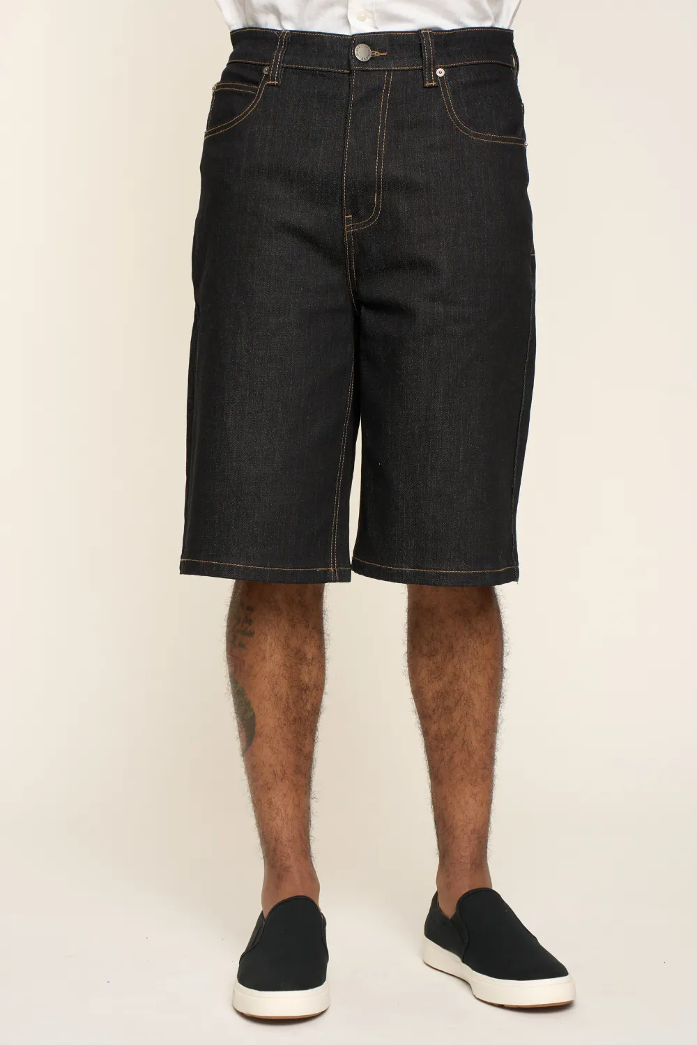 Men's Baggy Fit Raw Denim Shorts