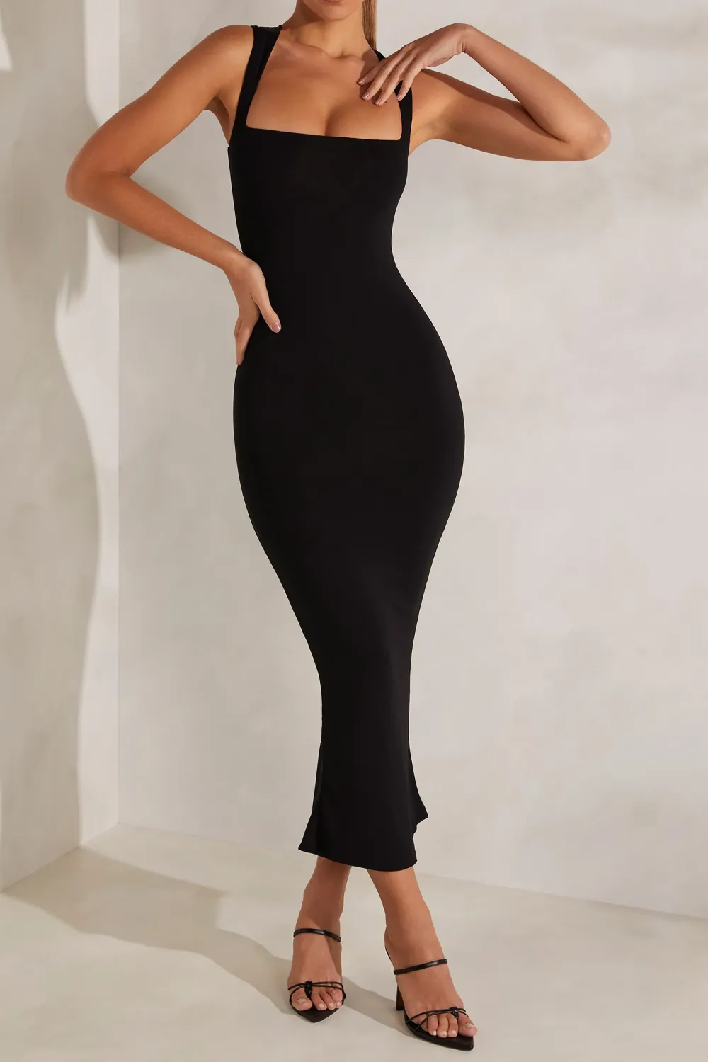 Breathable And Comfortable Square Neck Slim Fishtail Dress