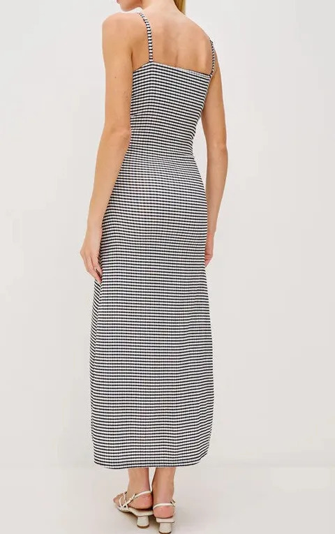 Women's Navy Gingham Ruched Mini Dress