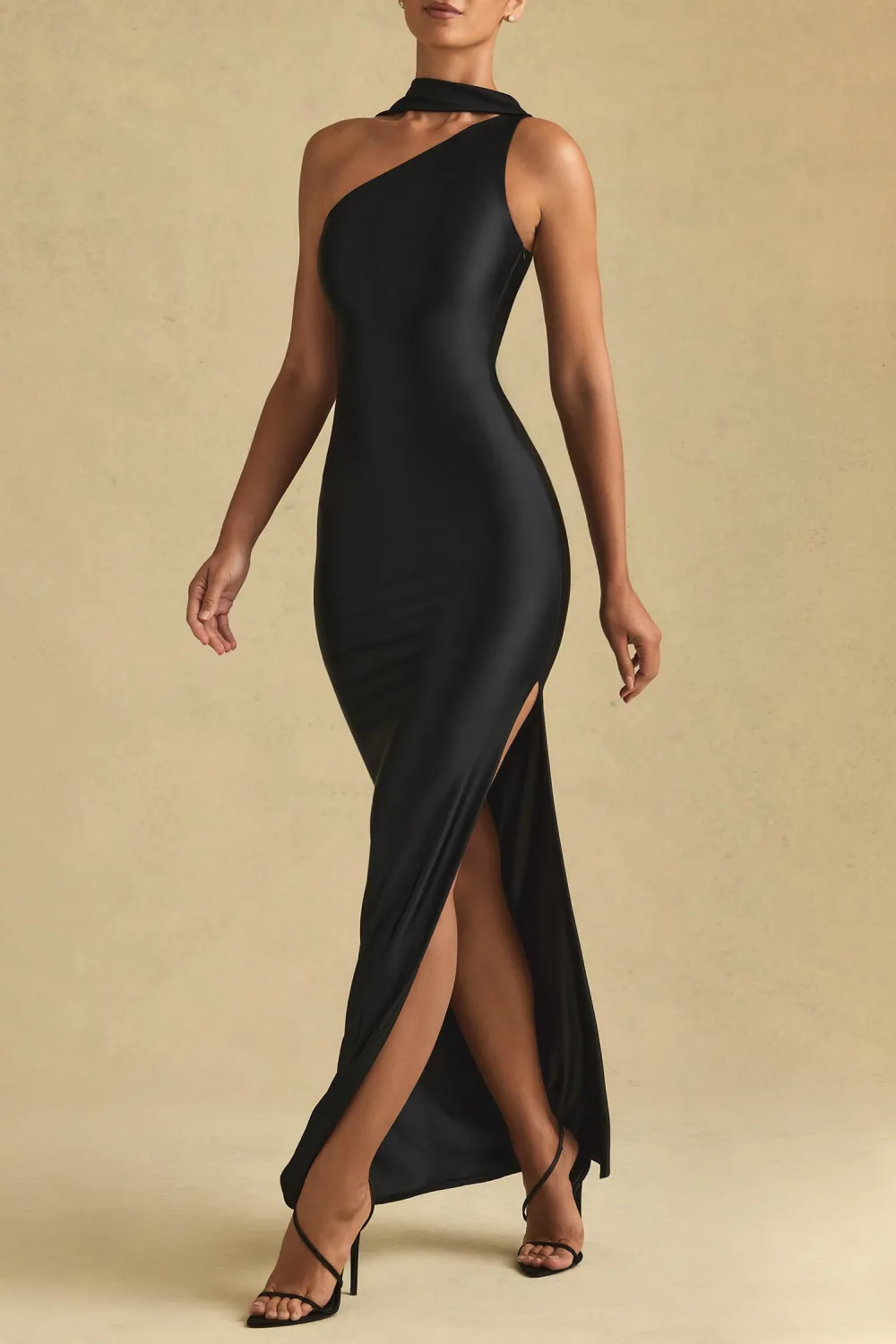 Elegant High-Shine Satin Long Dress For Women