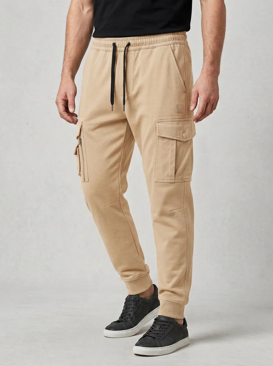 Contemporary Multi Pocket Street Look Men's Cargo Jogger Pants