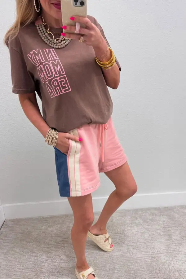 Classic Cotton Striped Elastic Waist Casual Shorts