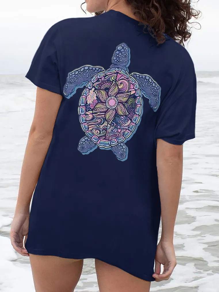 Intricate Sea Turtle Pattern Short - Sleeve Tee