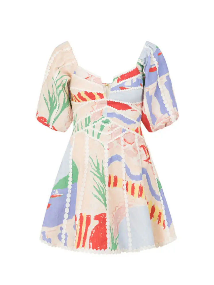 Modern Sophisticated Art Graffiti Floral Mini Dress