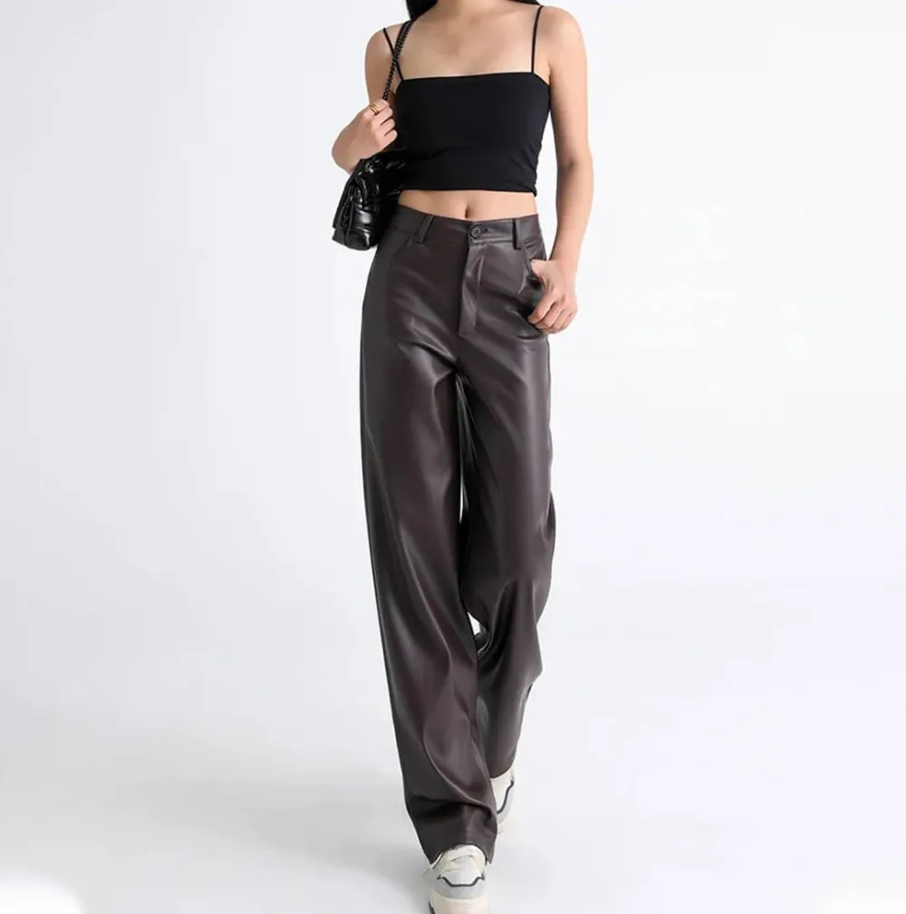 High-Waisted Faux Leather Pants
