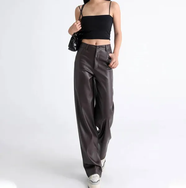 High-Waisted Faux Leather Pants