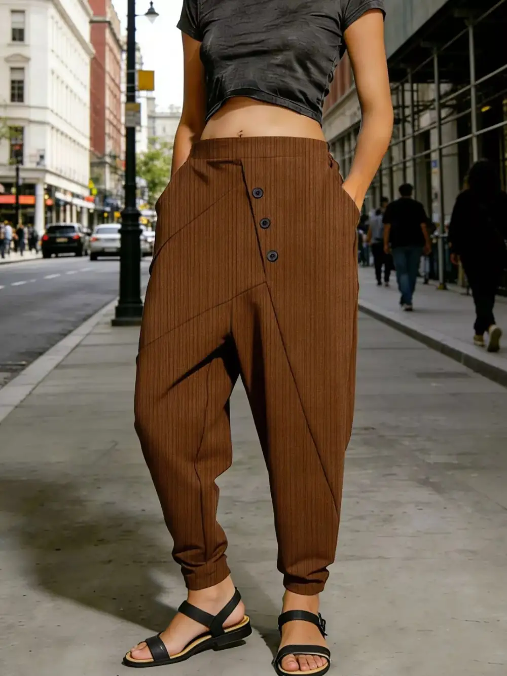 Refined Plus Size Casual Elastic Waist Harem Pants