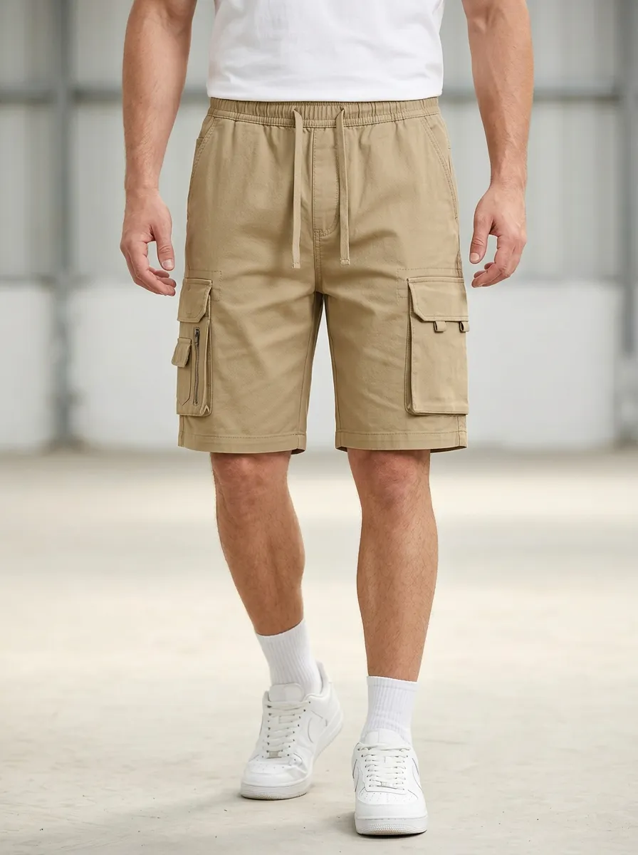Everyday Multi-Pocket Drawstring Cargo Shorts
