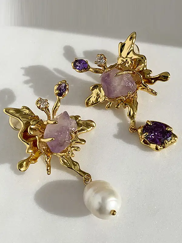 Layered Floral Accent Earrings