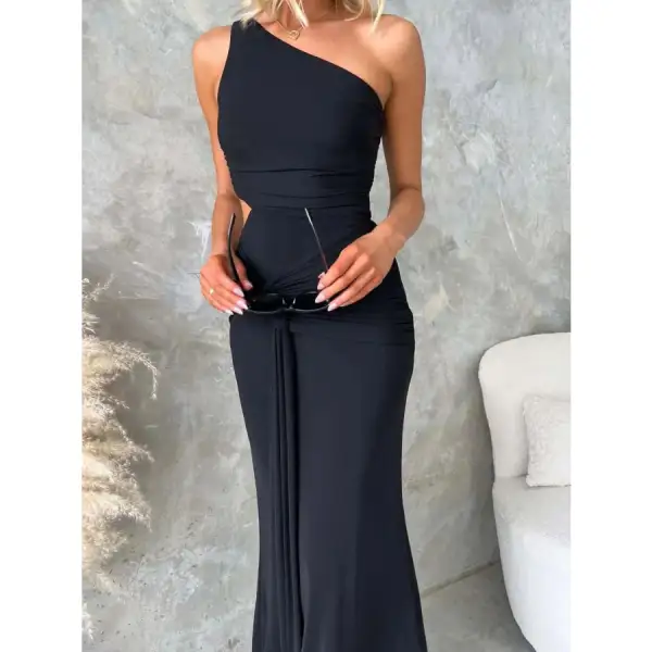 One Shoulder Cutout Bodycon Maxi Dress