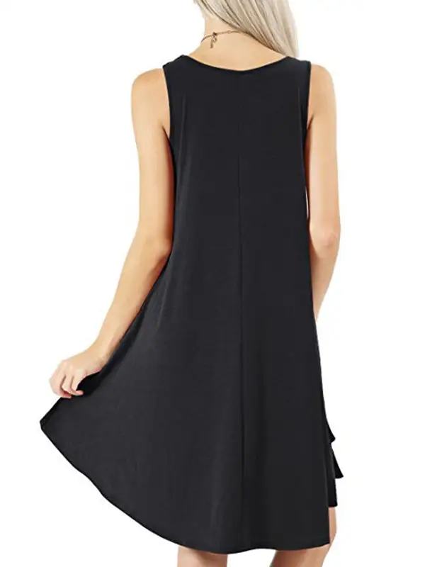 Relaxed Pocket Sleeveless Solid Color Spaghetti Neck Mini Dress