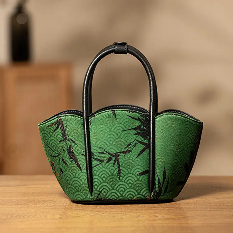 Buddha Stones Curve Bamboo Bag Green