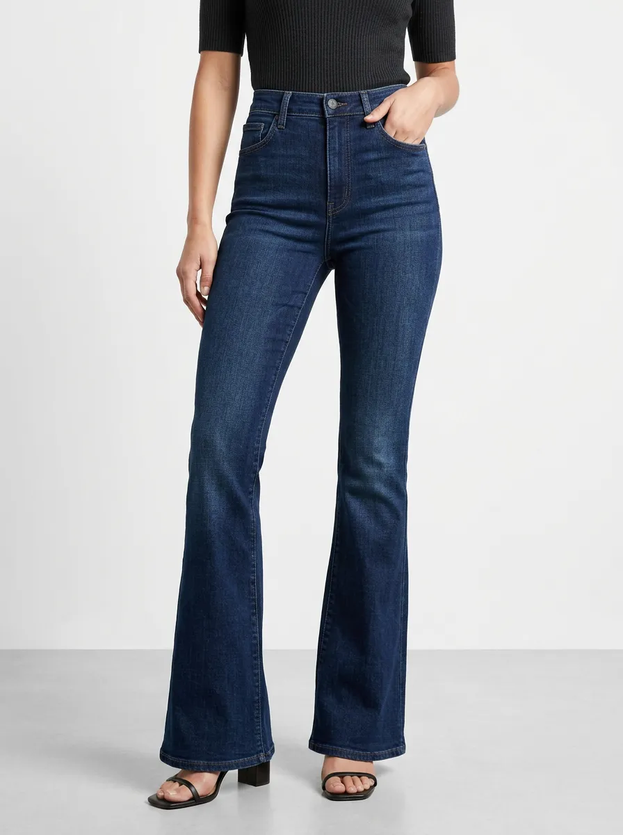 Classic High-Waist Stretch Women's High-Waist Stretch Flare Jeans