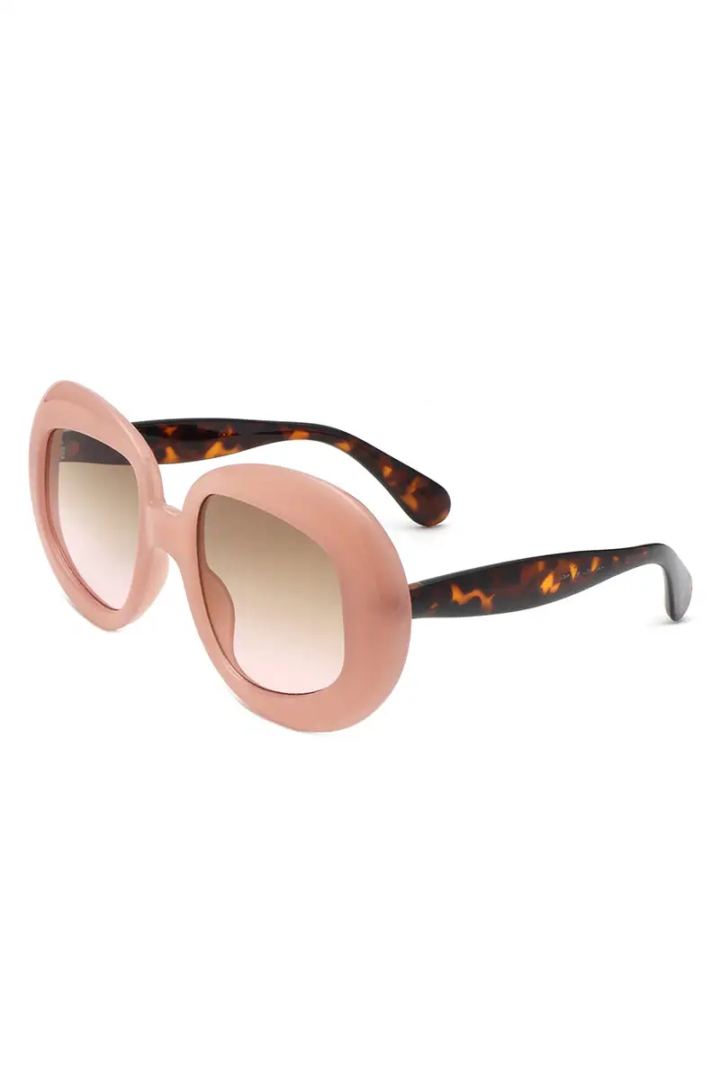 Sleek Oval Round Frame Sunglasses