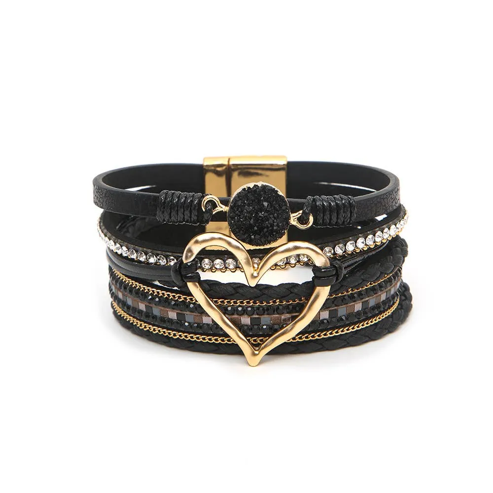 Layered Heart Charm Bracelet