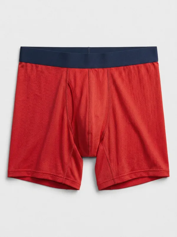 Athletic Performance Grey Mesh Printed Boxer Briefs