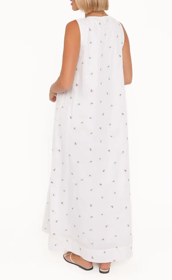 Cotton V-Neck Maxi Dress