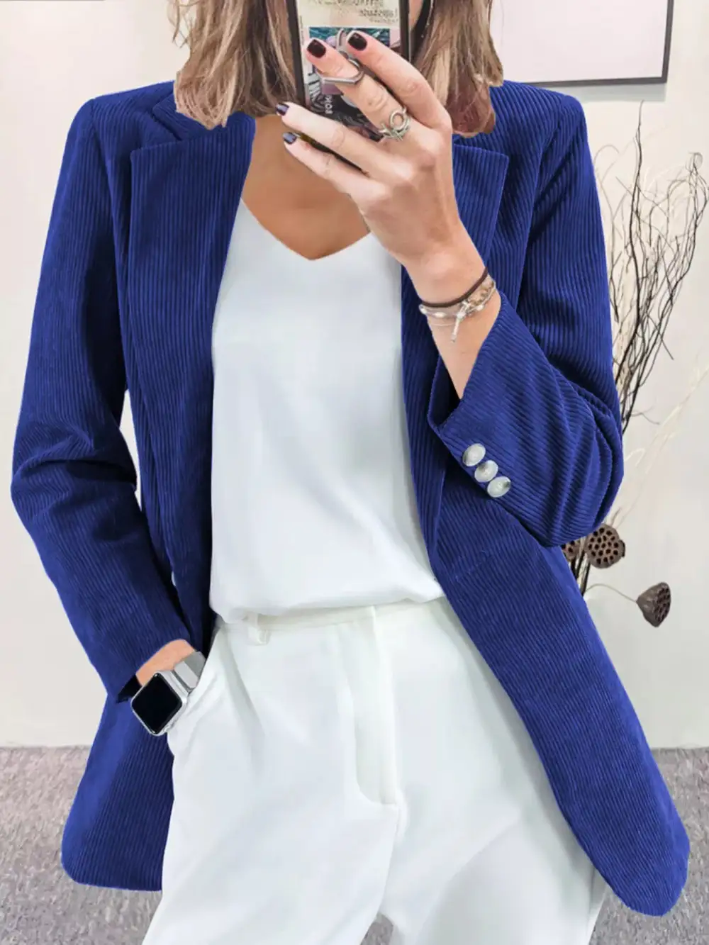 Lapel-Collar Corduroy Blazer
