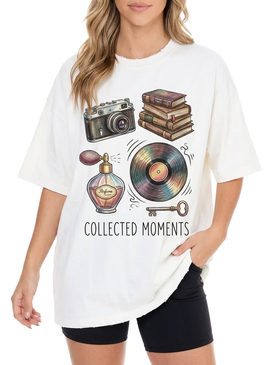 Women's Vintage Camera Book Vinyl Graphic T-Shirt