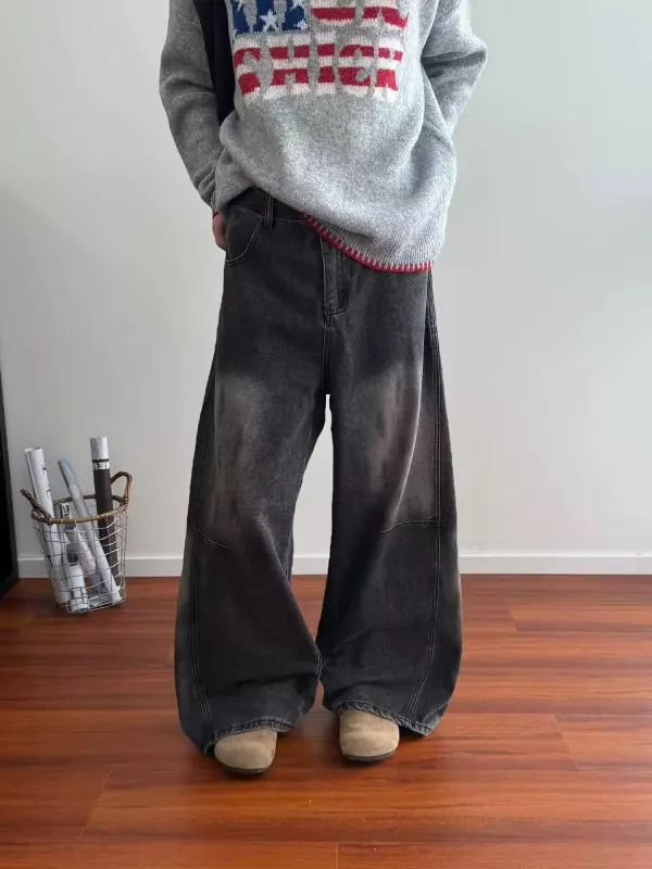 Acid Washed Wide Leg Jeans