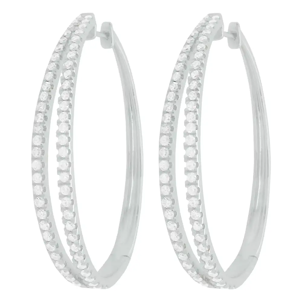 Refined Elegant Gem Detail Hoop Earrings