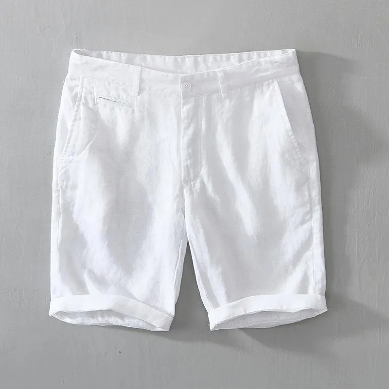 Drawstring Linen Blend Shorts