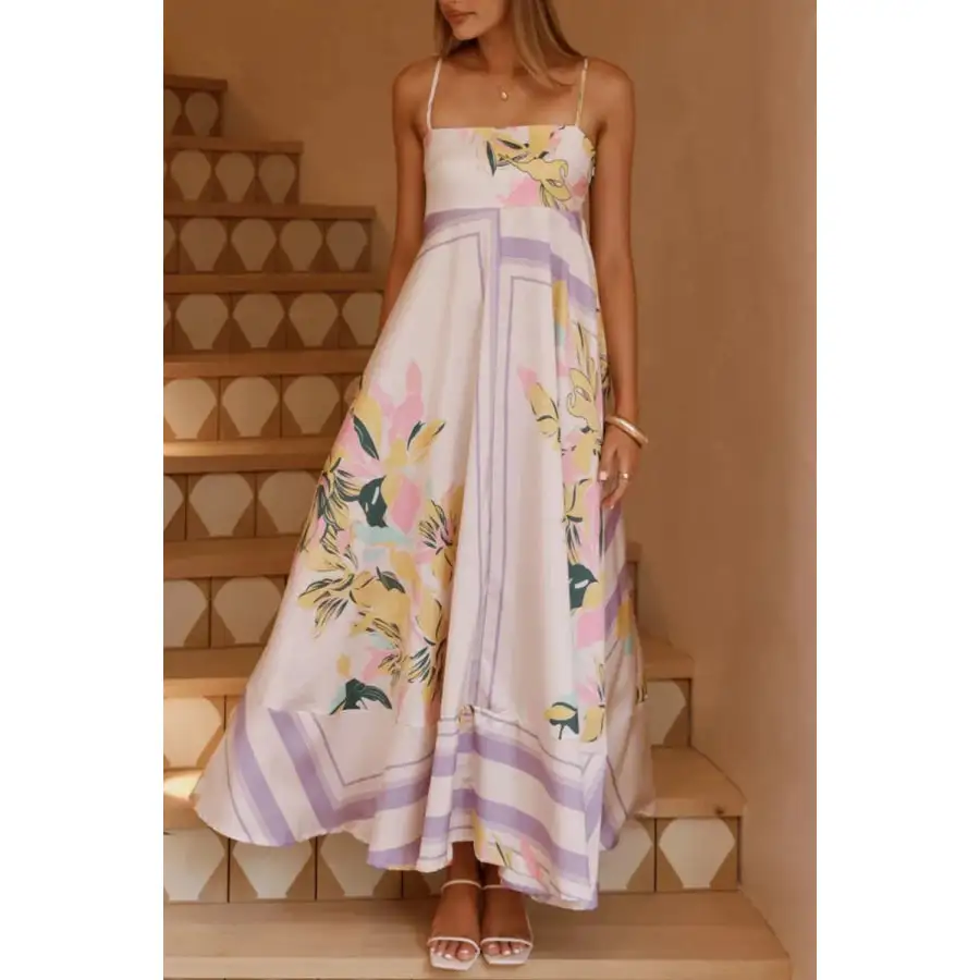Casual Printed Square Neck Cami Maxi Dress