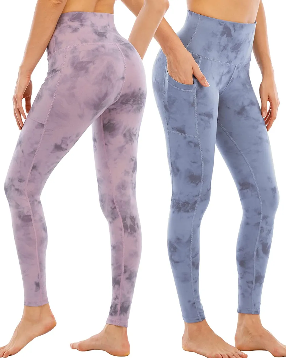 YOUNGCHARM 4 Pack Leggings with Pockets for Women,High Waist Tummy Control Workout Yoga Pants