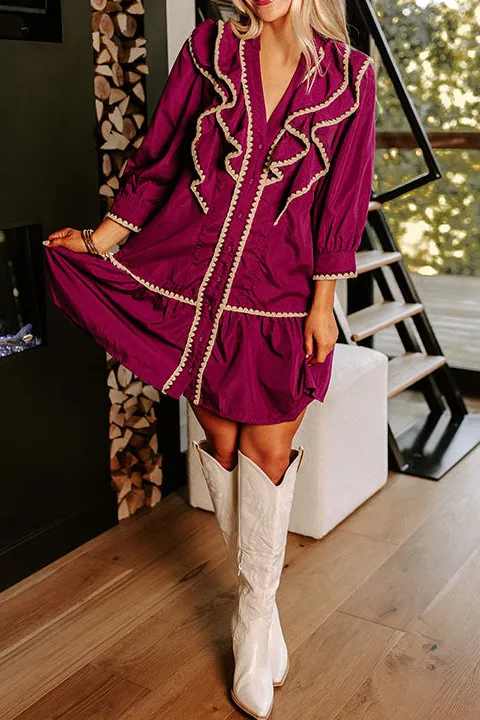 Chic A La Mode Ruffle Mini Dress In Royal Plum